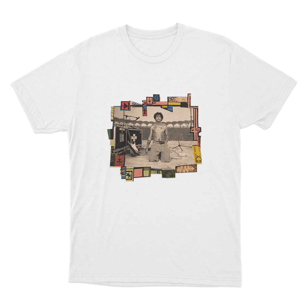 Dominic Fike Concert Collage Unisex T Shirt White Dominic Fike Concert Collage Unisex T Shirt White